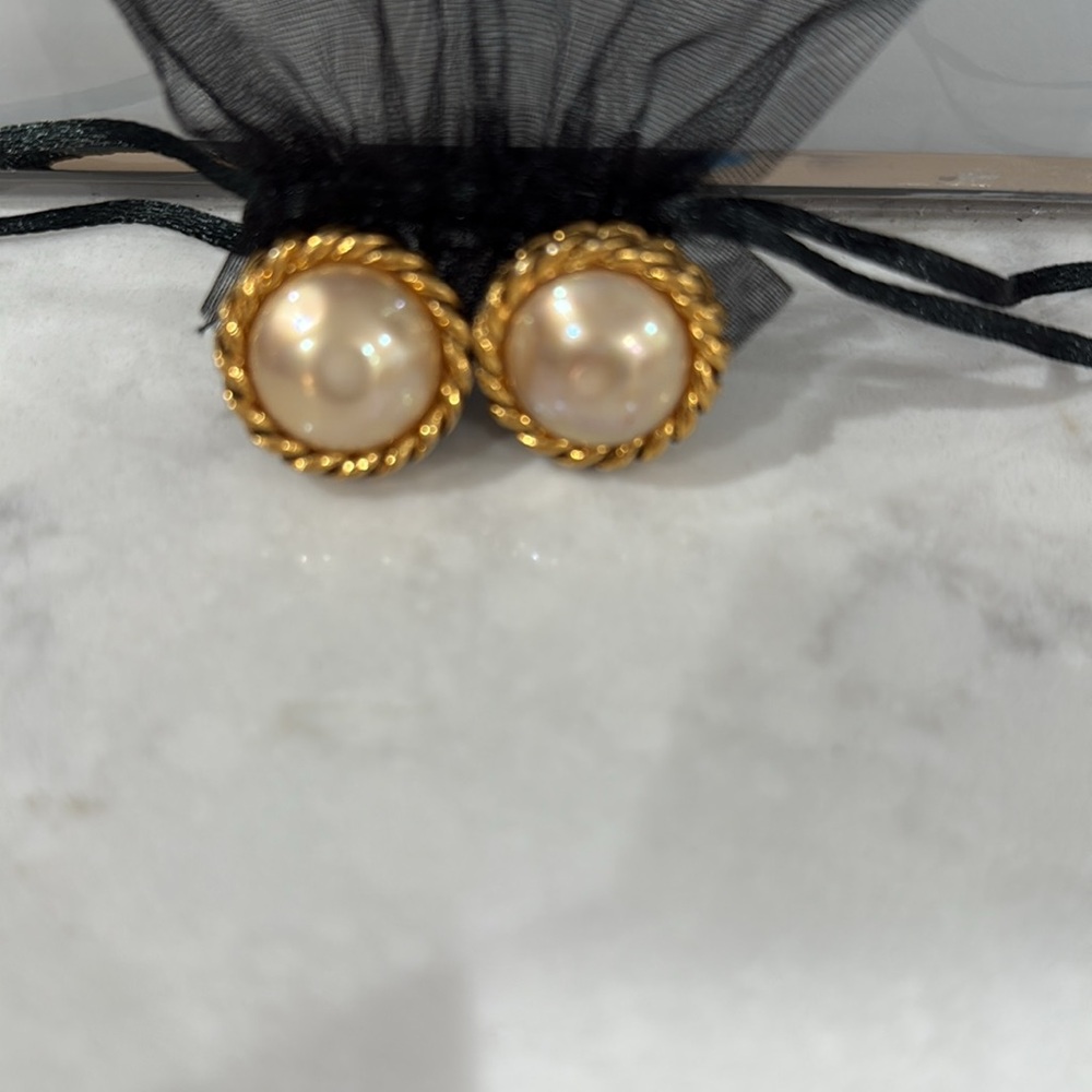 Vintage Pearl Chanel Earrings - Picture 2 of 9